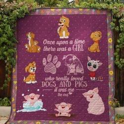 Pigs And Dogs Pig Quilt Blanket  Quilt and Home Decor