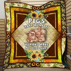 Pigs Sunflower Quilt Tdhhe and Home Decor
