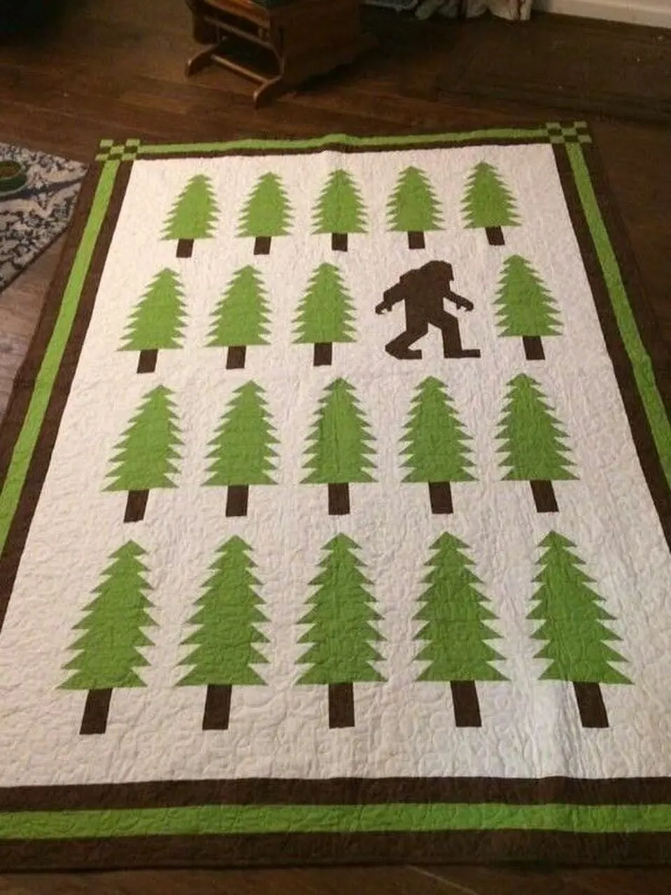 Pine Tree With Big Foot Cla1910385Q Quilt Blanket and Home Decor