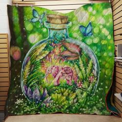 Pink Elephant Butterfly Garden Quilt Tdhsf and Home Decor