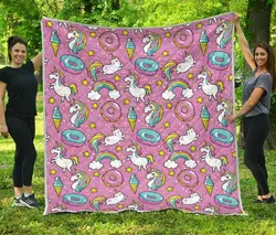 Pink Girly Unicorn Donut Cl17100448Mdq Quilt Blanket and Home Decor