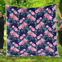 Pink Peony Floral Flower Cl17100457Mdq Quilt Blanket and Home Decor
