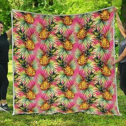 Pink Watercolor Pineapple Hur Quilt Bevrra and Home Decor