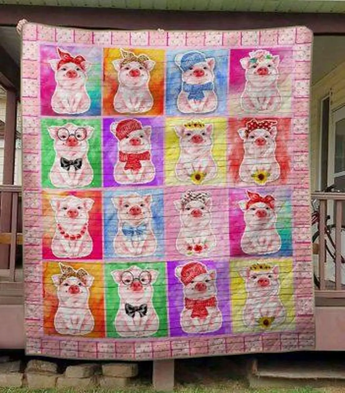 Pinkyyy Pig Quilt Blanket Quilt and Home Decor