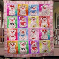 Pinkyyy Pig Quilt Blanket  Quilt and Home Decor