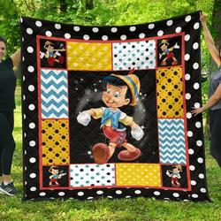 Pinocchio Cartoon Fan Gift Idea Quilt and Home Decor