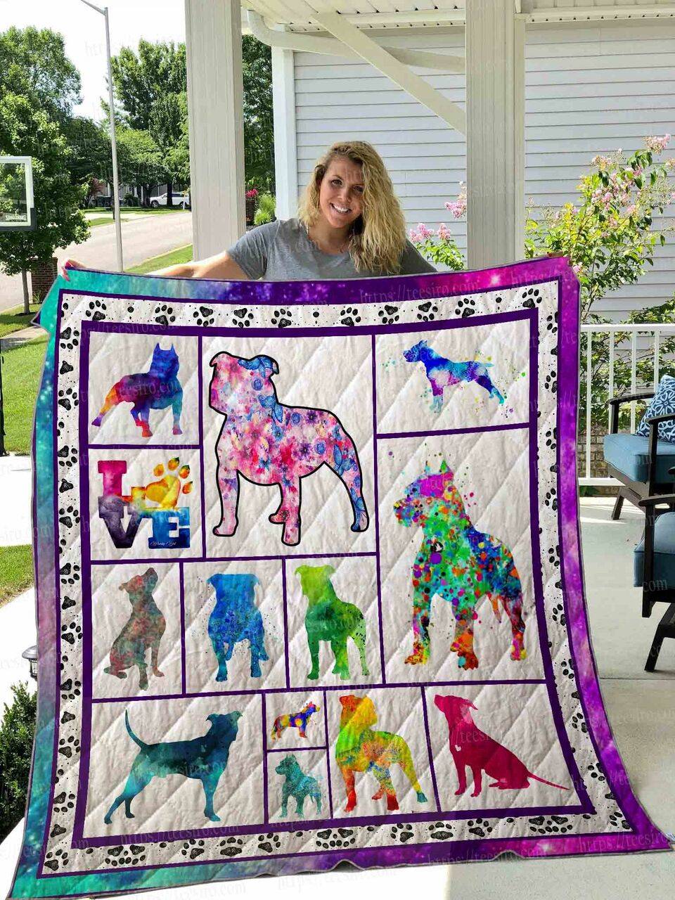 Pitbull Silhouette Art Quilt Blanket Dhc1501375Vt and Home Decor