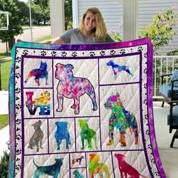 Pitbull Silhouette Art Quilt Blanket Dhc1501375Vt and Home Decor