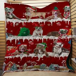 Pitbull Snow Christmas Quilt Tdhac and Home Decor
