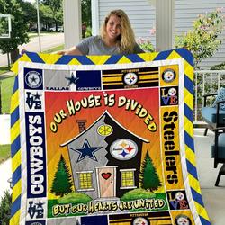 Pittsburgh Steelers And Dallas Cowboys Quilt Blanket and Home Decor