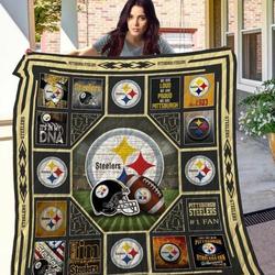 Pittsburgh Steelers Quilt Blanket Fan Made and Home Decor