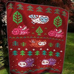 Pixel Owl And Tree Dd Quilt Tdhfz and Home Decor