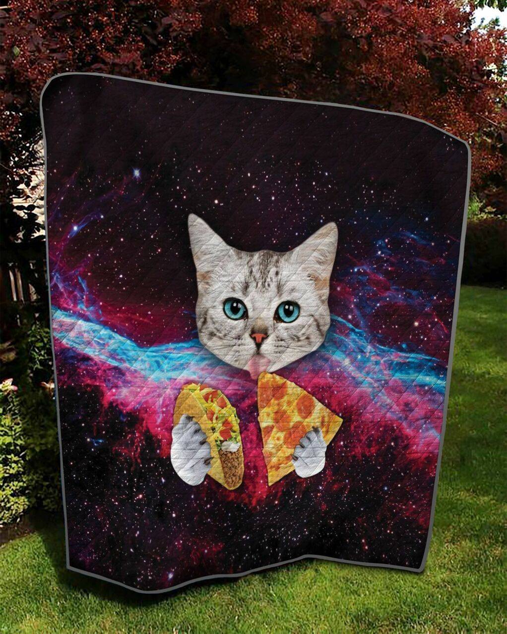 Pizza And Taco Cat Galaxy Dv Quilt Tdhzq and Home Decor