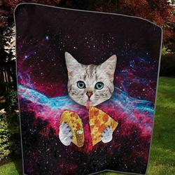 Pizza And Taco Cat Galaxy Dv Quilt Tdhzq and Home Decor