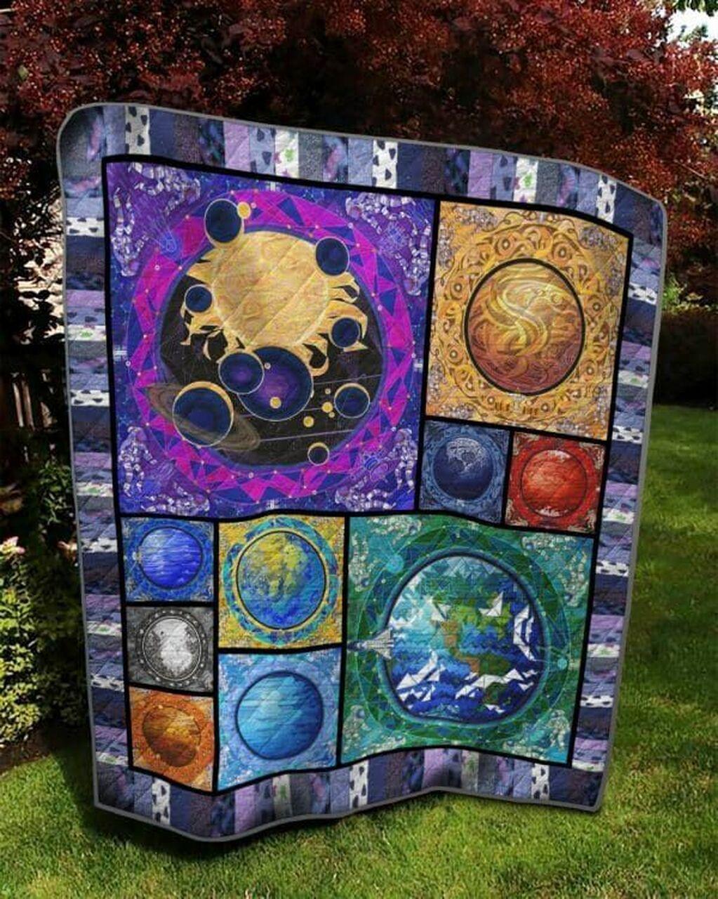 Planets Of Solar System Quilt Blanket Great Customized Blanket Gifts For Birthday Christmas Thanksgiving and Home Decor