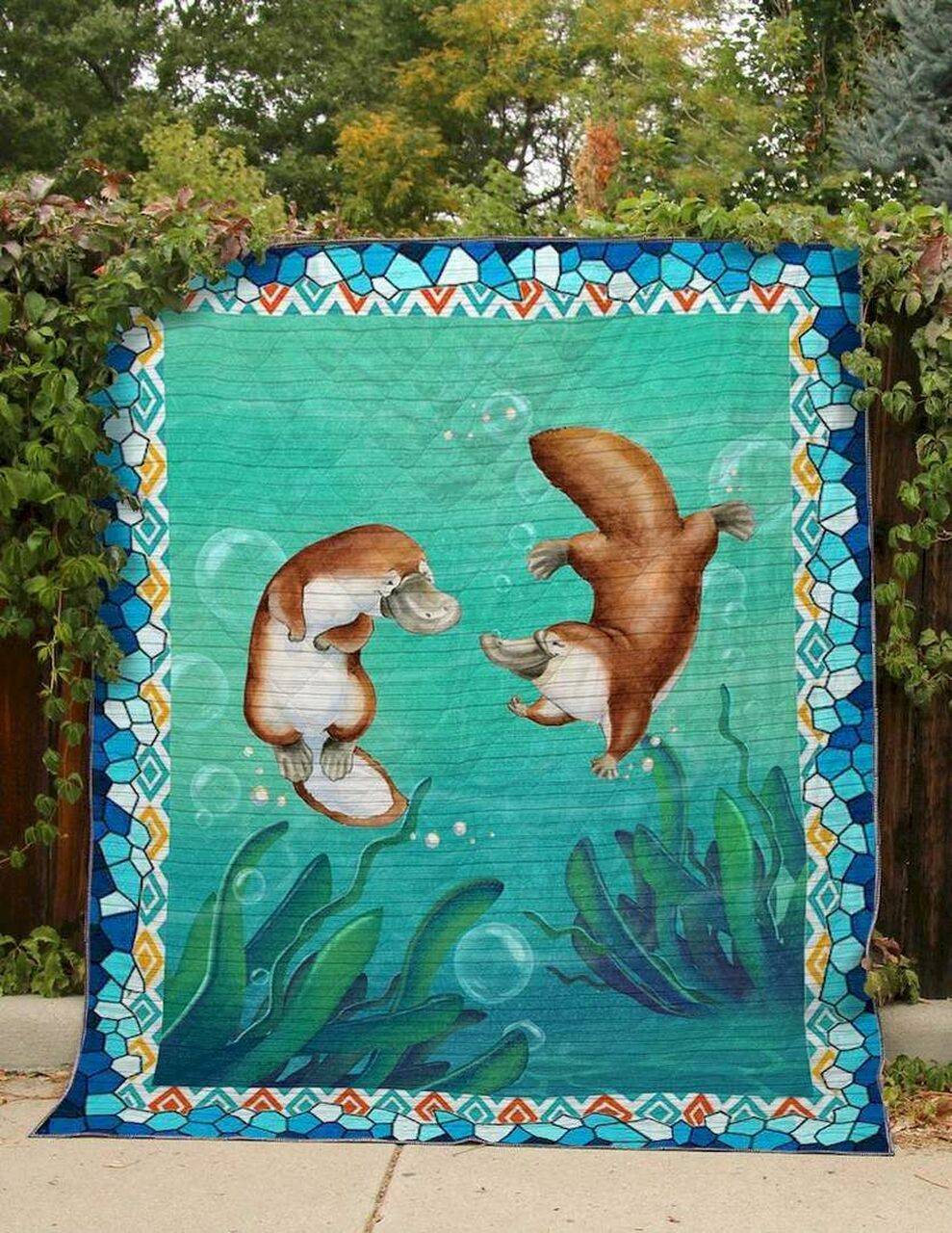 Platypus Under The Water Clt190667 Quilt Blanket and Home Decor