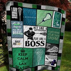 Play Like A Boss Lacrosse Men Green Quilt Tdhwt and Home Decor