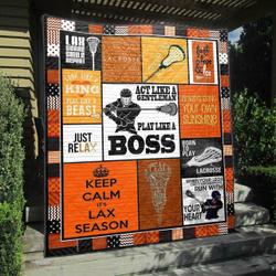 Play Like A Boss Lacrosse Men Orange Hur Quilt and Home Decor