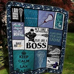 Play Like A Boss Men Lacrosse Quilt Tdhfb and Home Decor