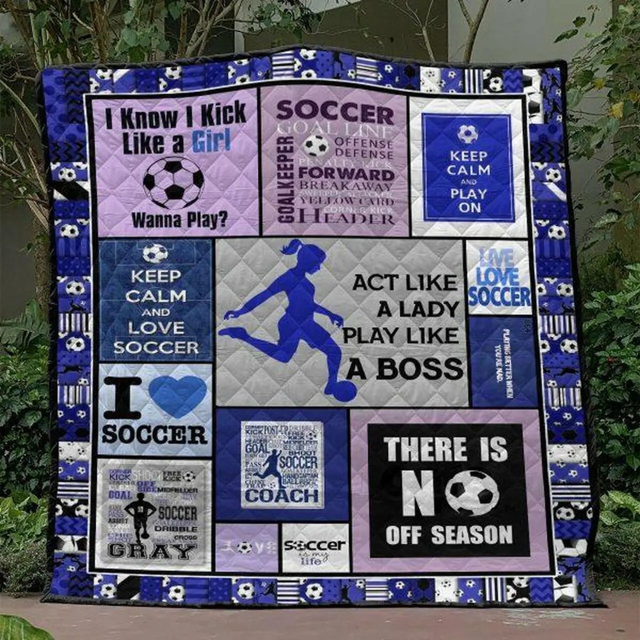 Play Like A Boss Soccer Blue Quilt Blanket Vh09 Quilt and Home Decor