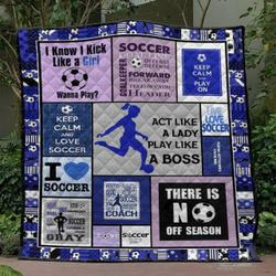 Play Like A Boss Soccer Blue Quilt Blanket Vh09  Quilt and Home Decor