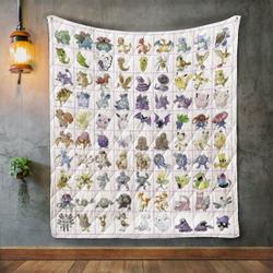 Poke Mon Go Characters Quilt Blanket and Home Decor