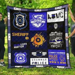 Police Blue Line Gift For Police Officer Quilt and Home Decor