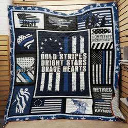 Police Us Flag Retired Not My Problem Anymore Quilt Blanket Great Customized Blanket Gifts For Birthday Christmas Thanksgiving and Home Decor