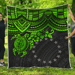 Polynesian Cook Islands Duvet Cover Set Green Turtle Quilt and Home Decor