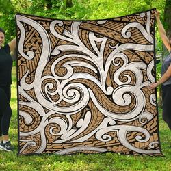 Polynesian Maori Ethnic Ornament Gold Premium Quilt  J1  Quilt and Home Decor