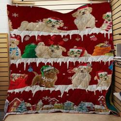 Poochon Snow Christmas Quilt Tdhfc and Home Decor
