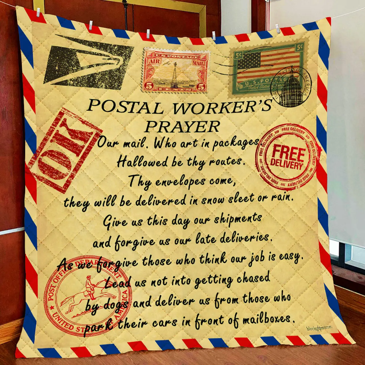 Postal WorkerS Prayer Quilt Blanket and Home Decor