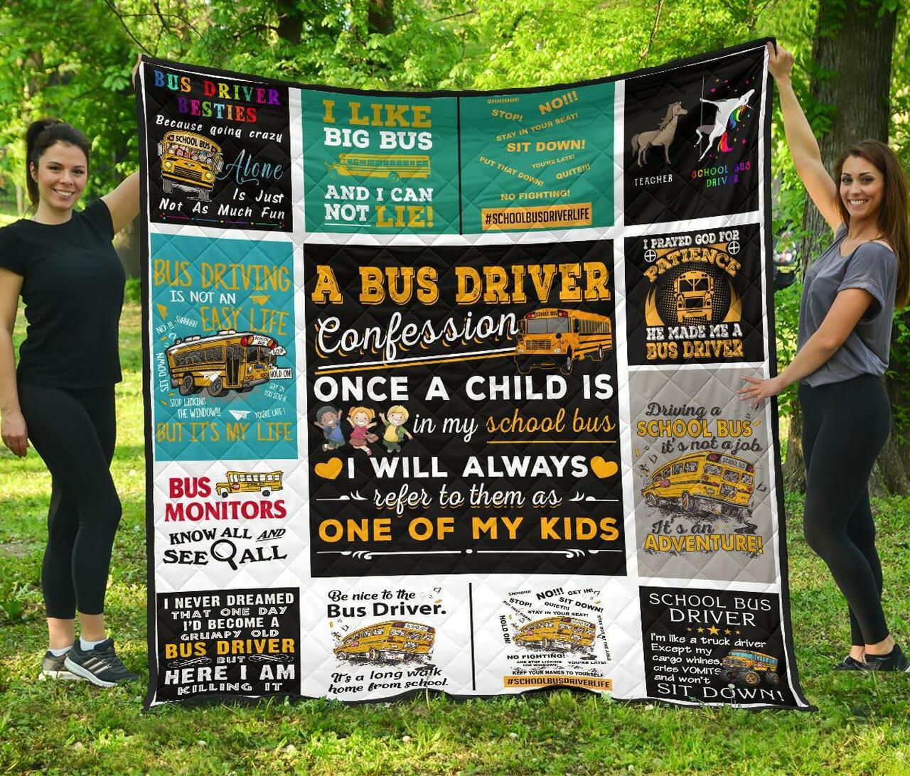Premium Quilt School Bus Quilt and Home Decor
