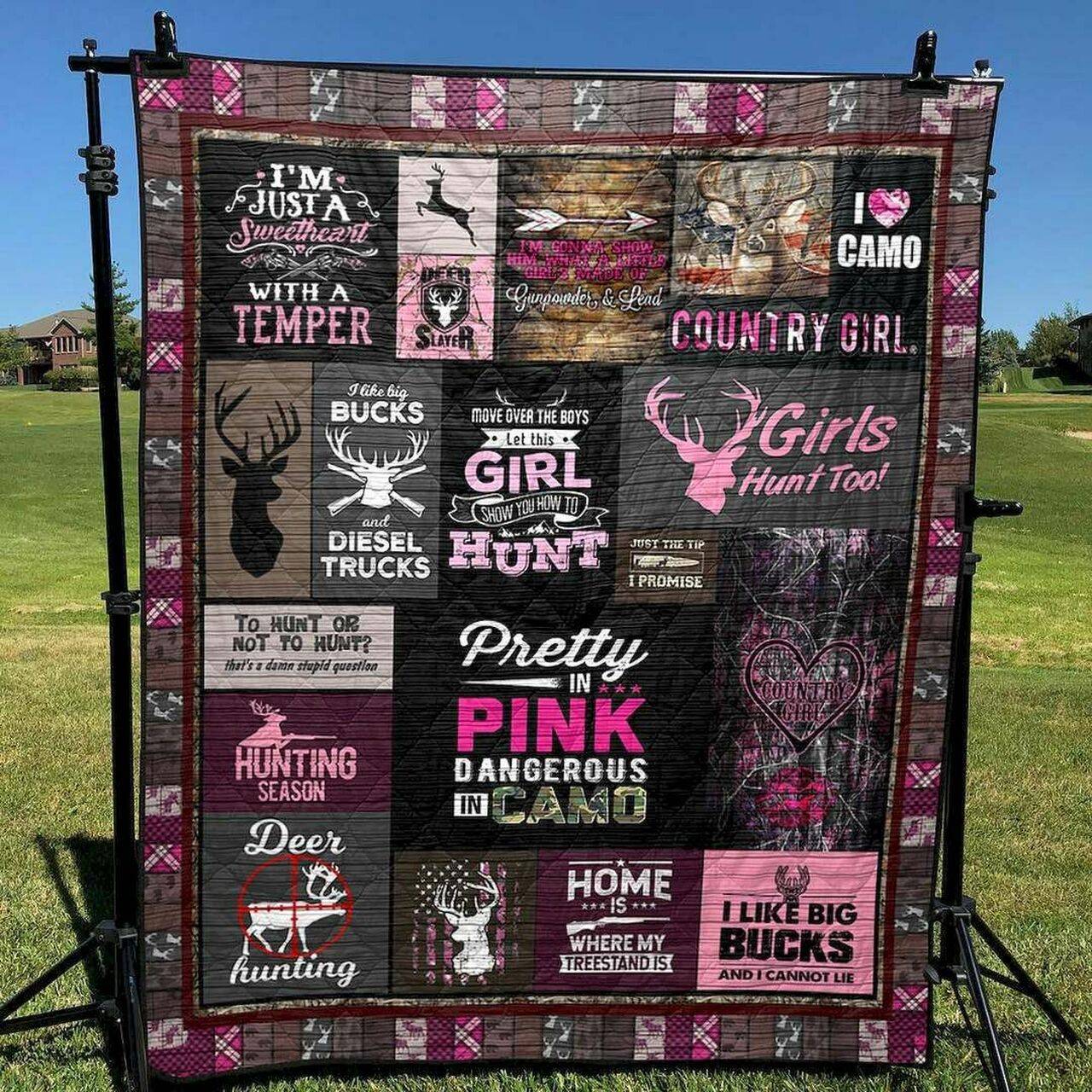 Pretty In Pink Dangerous In Camo Nt300564 Quilt Blanket and Home Decor