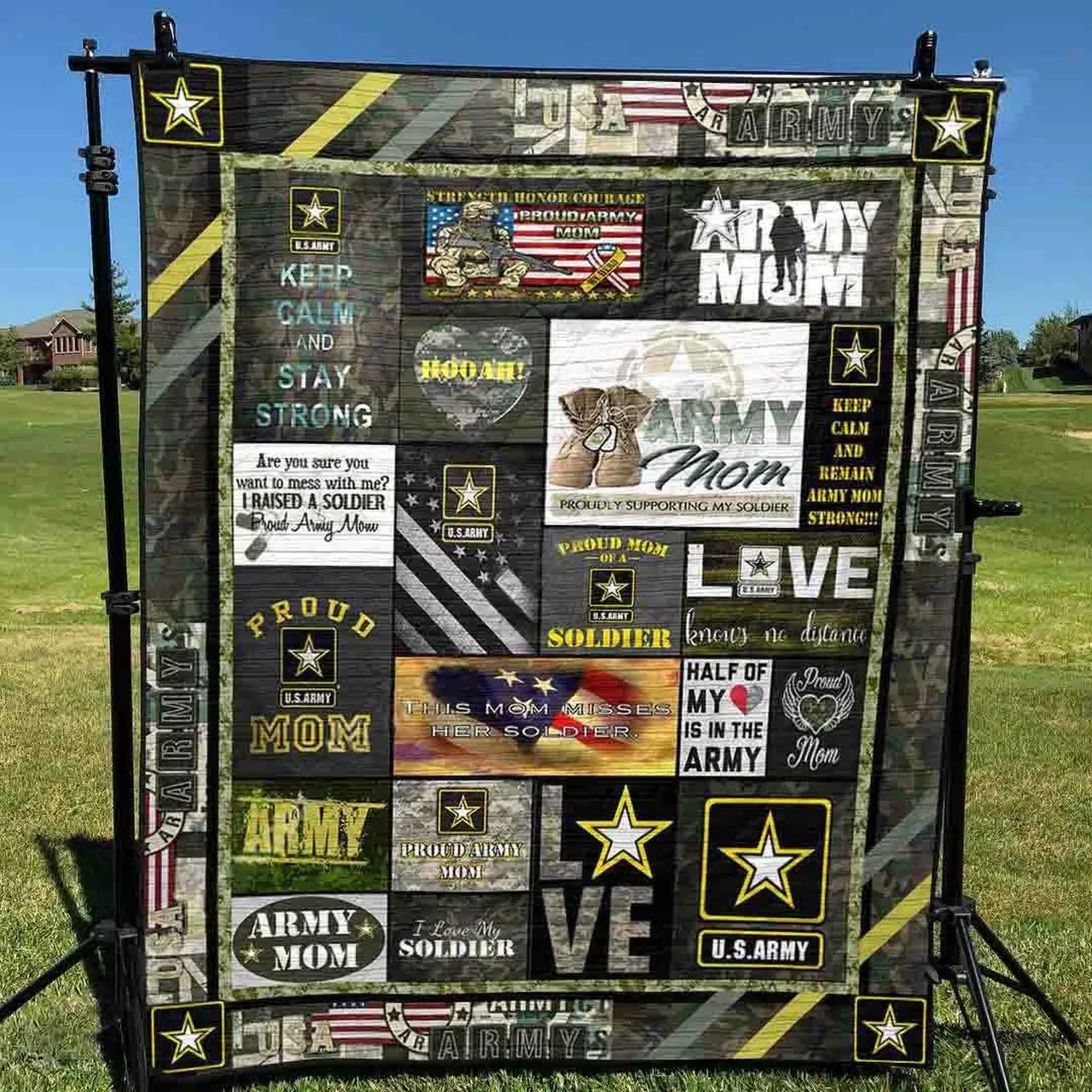 Proud Army Mom Quilt Hn0708-1 Quilt and Home Decor