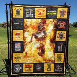 Proud Firefighter Quilt Blanket Aa22  Quilt and Home Decor