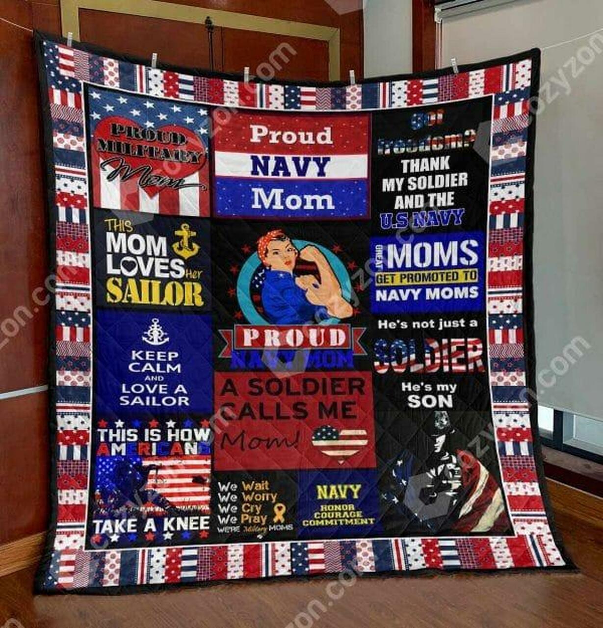 Proud Navy Mom Quilt Cd010 Quilt and Home Decor