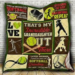Proud Softball Grandma Cl18100589Mdq Quilt Blanket and Home Decor