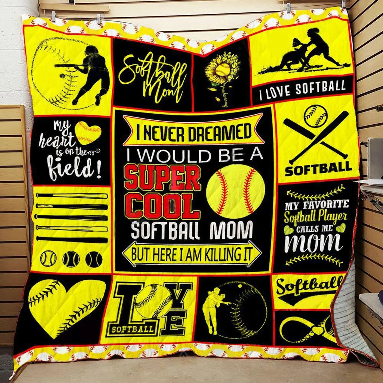 Proud Softball Mom Quilt Bt22_1308 Quilt and Home Decor
