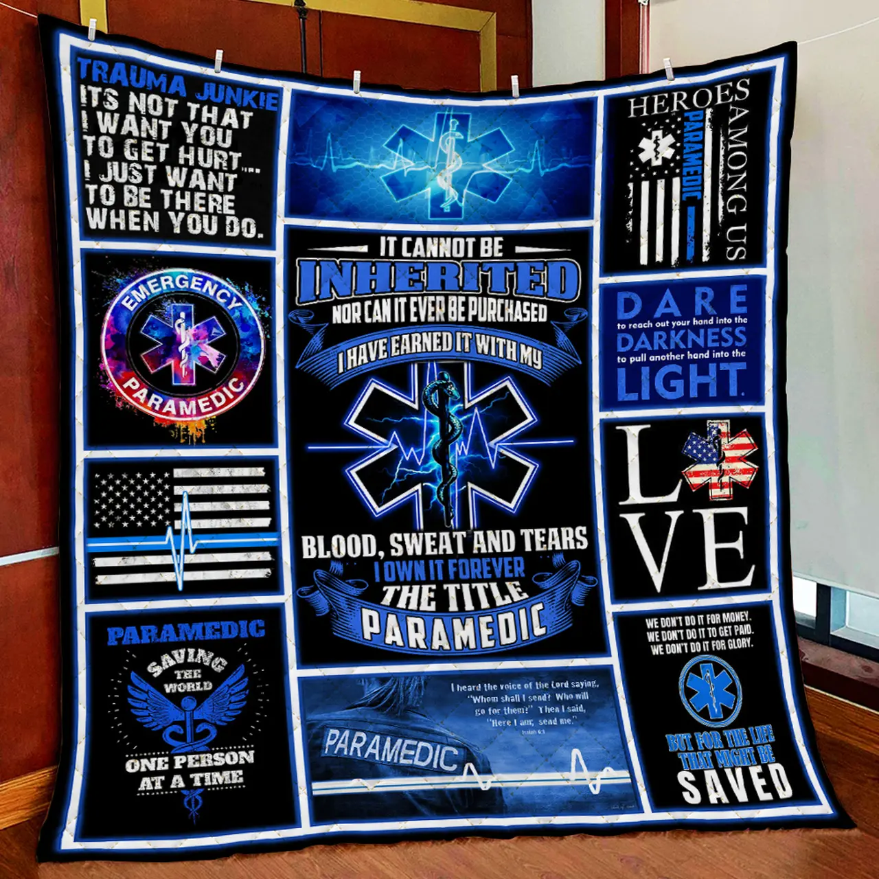 Proud The Title Paramedic Quilt Blanket and Home Decor