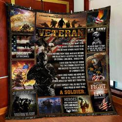 Proud The Title Veteran Quilt Blanket and Home Decor