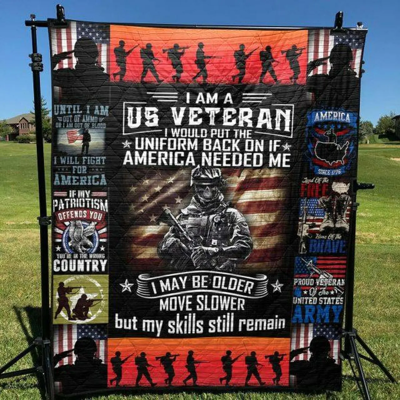 Proud Veteran Quilt Blanket Aa22 Quilt and Home Decor
