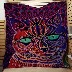 Psychedelic Cat Quilt Tdhxl and Home Decor