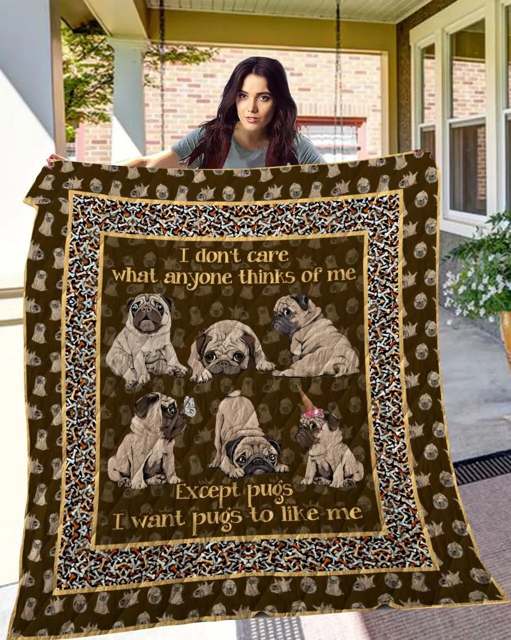 Pug 09 Ndq0455 Quilt Quilt and Home Decor