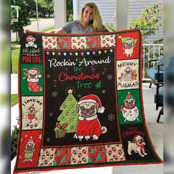 Pug Dog Christmas Quilt Tdhdj and Home Decor