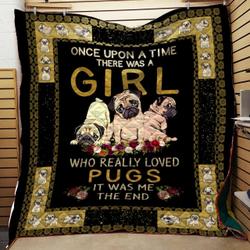 Pug Girl Cla27084 Quilt Blanket and Home Decor