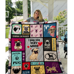 Pug I Pug You Very Much Awesome Ah Quilt Derqpt and Home Decor