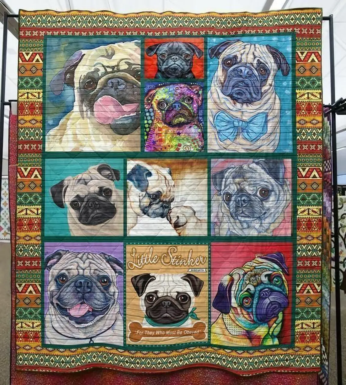 Pug Little Stinker Quilt Blanket Great Customized Blanket Gifts For Birthday Christmas Thanksgiving and Home Decor