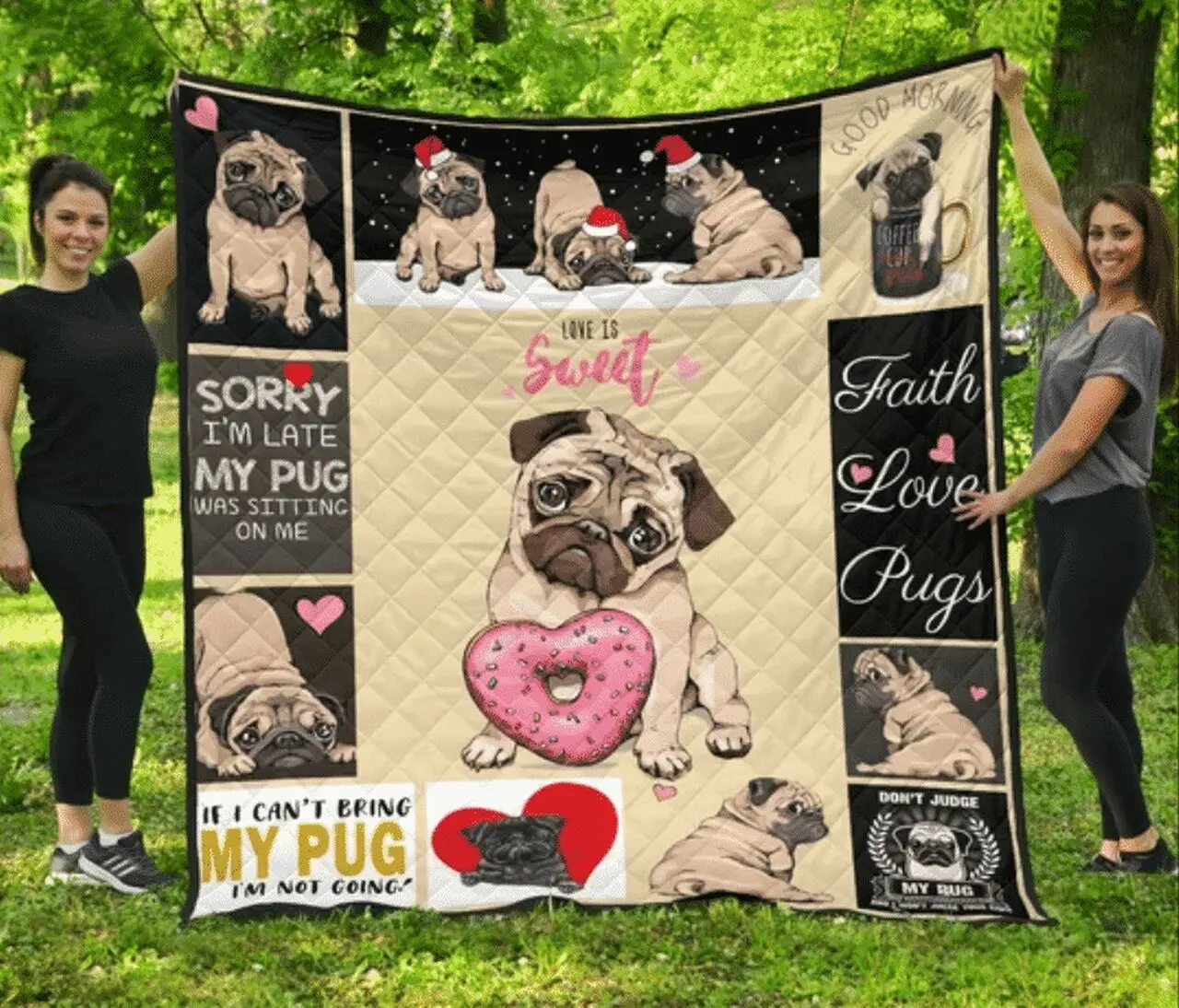 Pug Love Is Sweet Quilt Tdhze and Home Decor