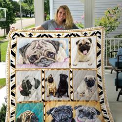 Pug Picture Art Quilt Blanket Great Customized Blanket Gifts For Birthday Christmas Thanksgiving and Home Decor